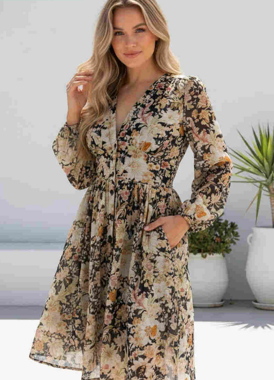 Janet Long Sleeve Midi Dress