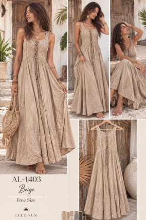 Lace Stonewash Maxi Dress