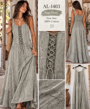Lace Stonewash Maxi Dress