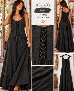 Lace Stonewash Maxi Dress