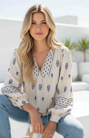 Bridie V-neck Embroidered Top