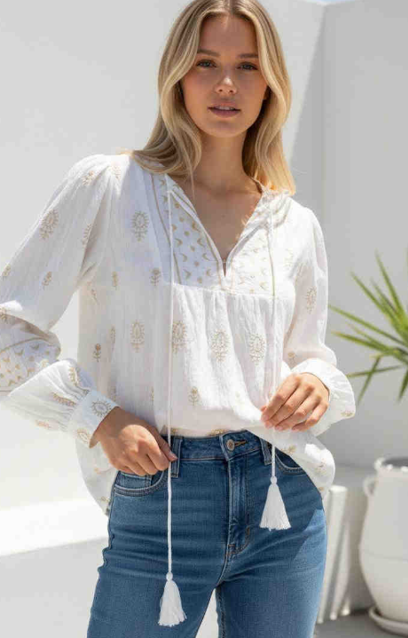 Bridie V-neck Embroidered Top
