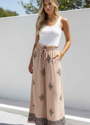 Elodie Skant Embroidered Wide Leg Pants