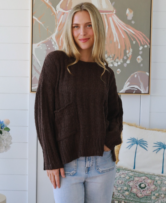 #Round Neck knit Jumper With Front Pocket