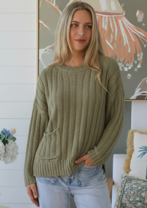 #Round Neck knit Jumper With Front Pocket