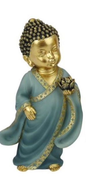 17cm Standing Ruai Buddha With Lotus Flower