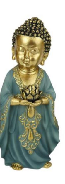 17cm Standing Ruai Buddha With Lotus Flower