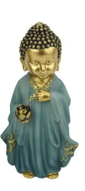17cm Standing Ruai Buddha With Lotus Flower