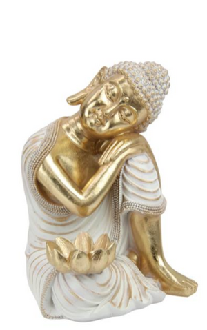24cm Sitting Buddha With Lotus Tealight Hold