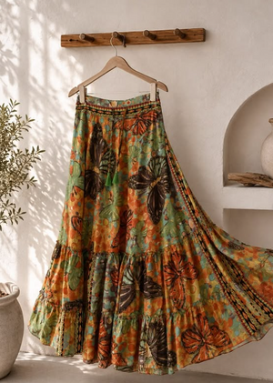 Lulu Silk Butterfly Maxi Skirt