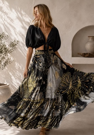 Lulu Silk Butterfly Maxi Skirt