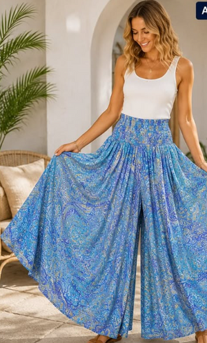 Lulu Shirred Silk Pants