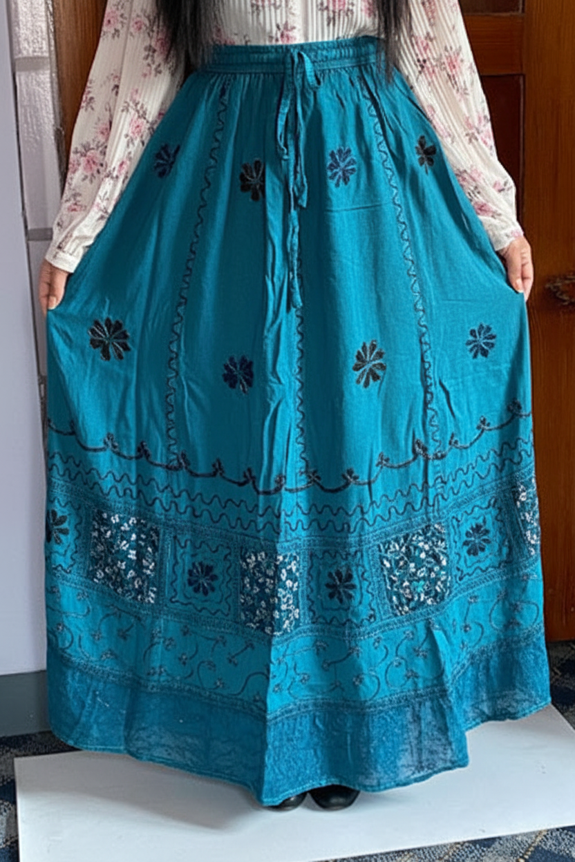 Stonewash Viscose Maxi Skirt