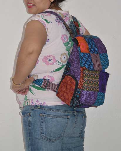 Many Patches Cotton Backpack