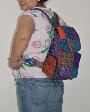 Many Patches Cotton Backpack