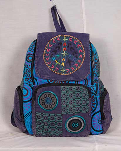 Peace Stonewashed Patch Cotton Backpack