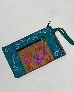 Suede Handmade Embroidered Purse
