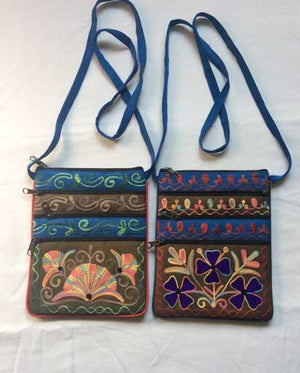 Five Zipper Embroidery Suede Bag