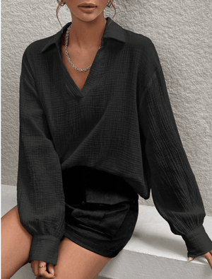 #Cropped Waffle L/S Top