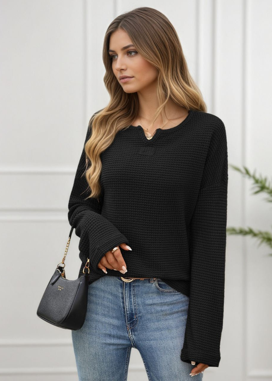 Plain Waffle Texture L/S Top