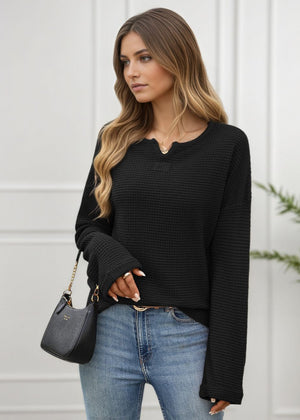 Plain Waffle Texture L/S Top