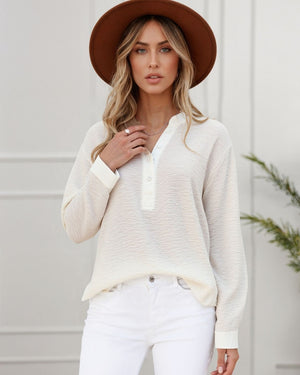 #Button Front Cotton Long Sleeve Shirt