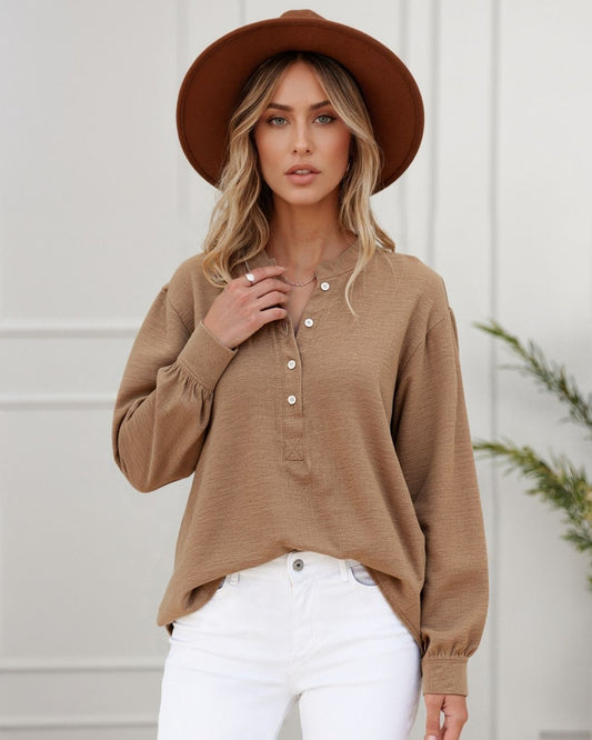 #Button Front Cotton Long Sleeve Shirt