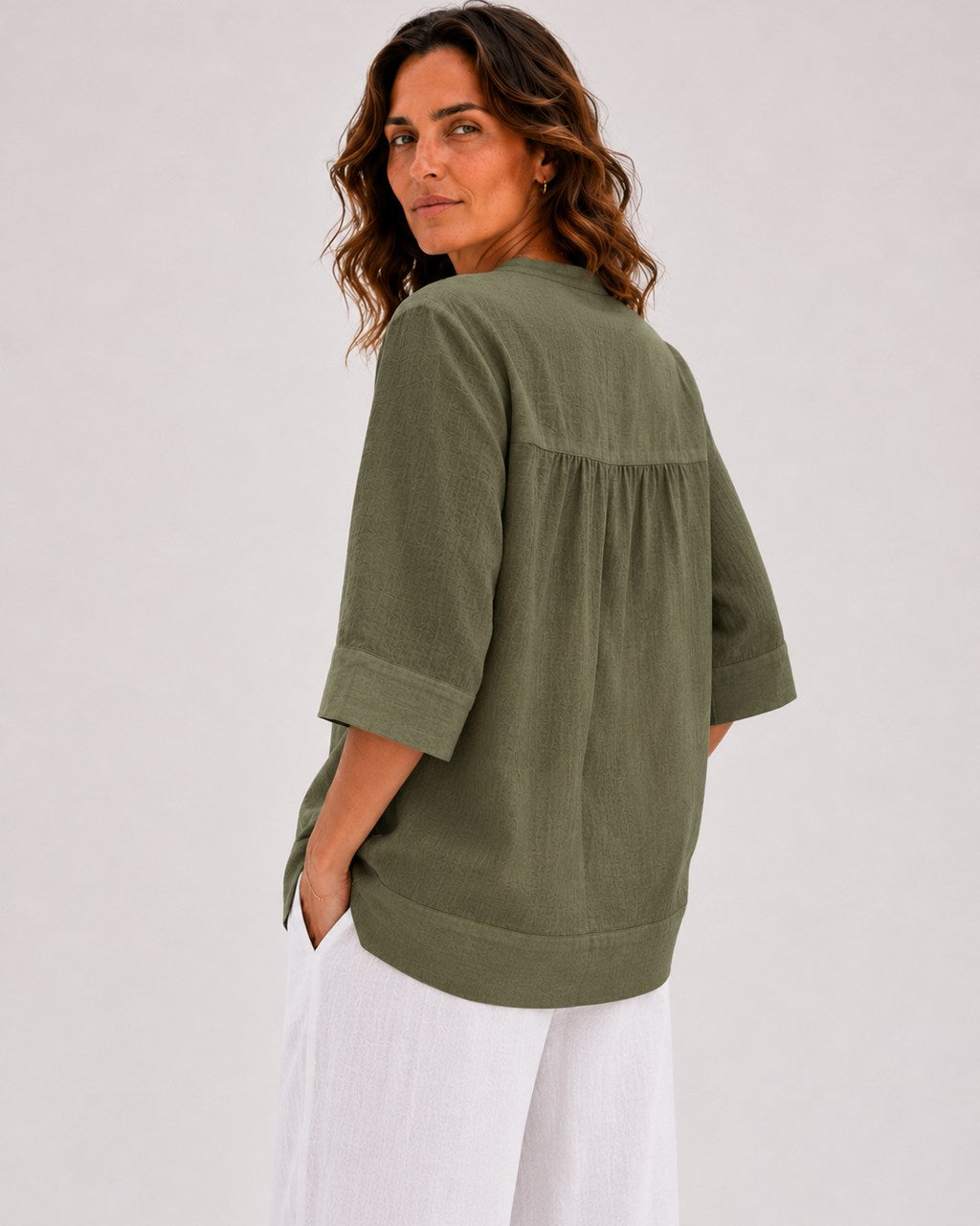 Notch Neck Linen Top