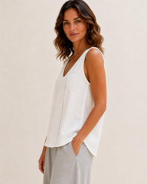 Ladder Trim Linen Tank