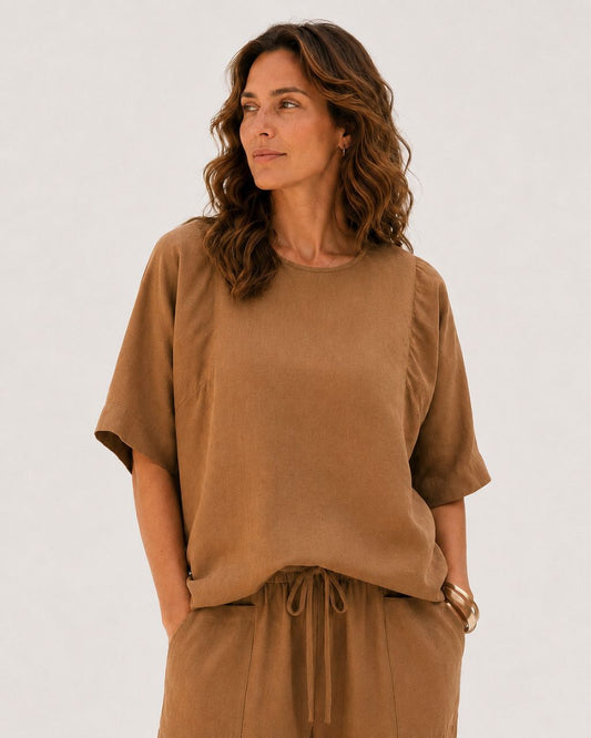 Relaxed Short Sleeve Linen Top