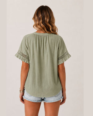 Stella Lace Trim Ruffle Blouse