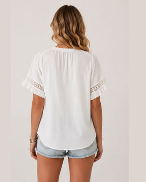 Stella Lace Trim Ruffle Blouse