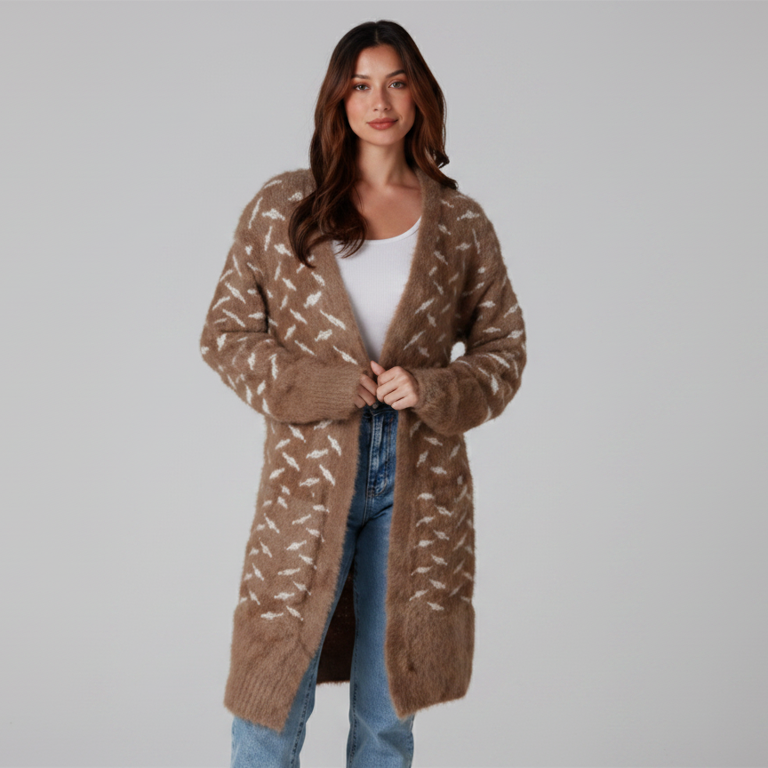 #Fifi Fluffy Mid-length Cardigan
