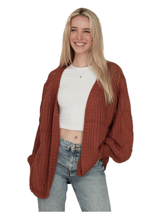 PLAITED CABLE KNITTED CARDIGAN