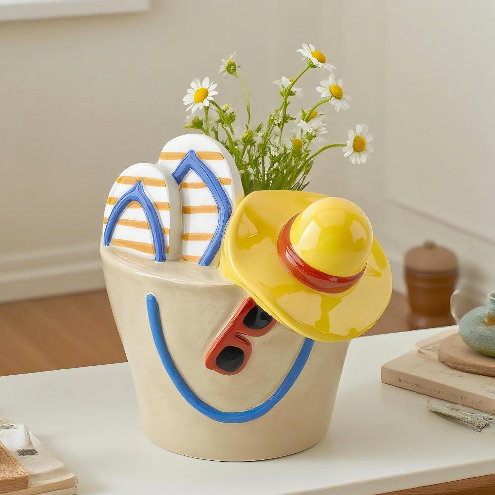 Ceramic Beach Bucket Vase