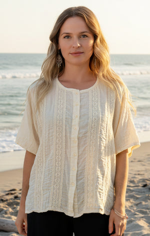 Boheme Cotton Button Up Top
