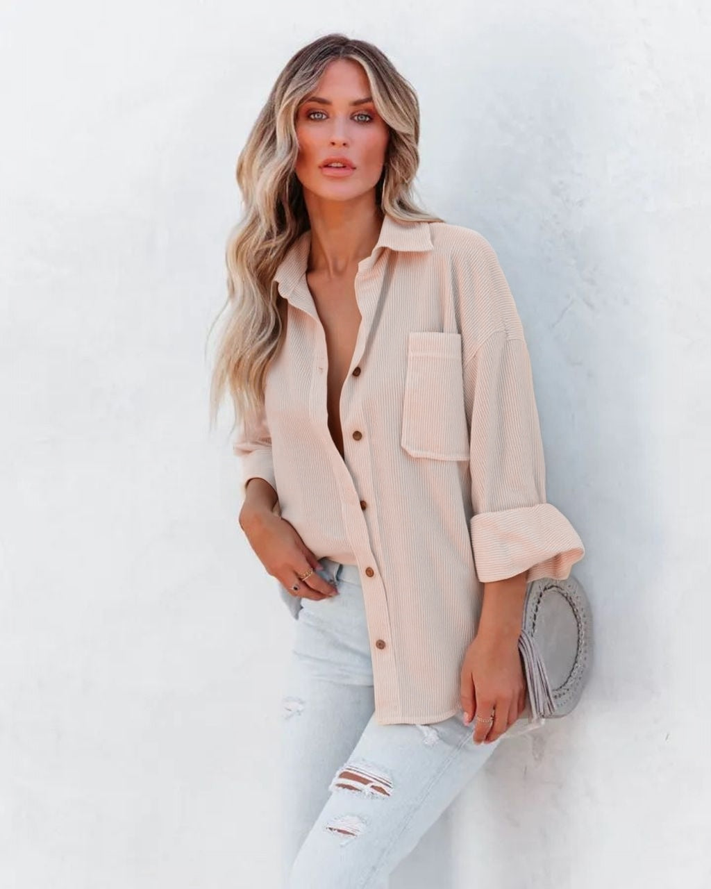 #Button-up Corduroy Shacket