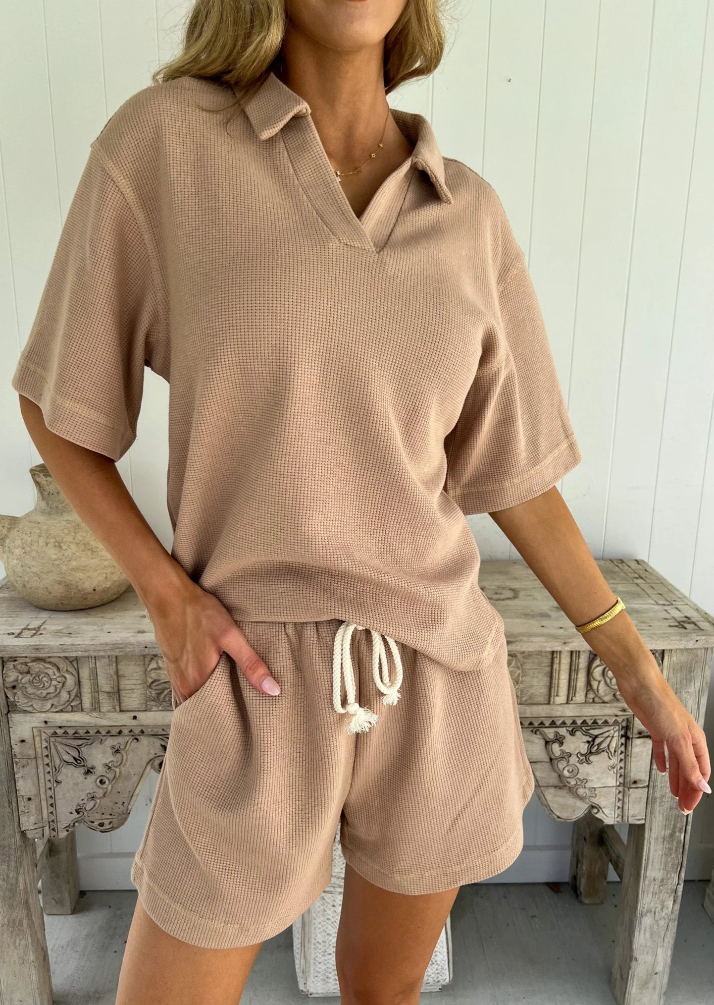 #Kaylin Waffle Shirt
