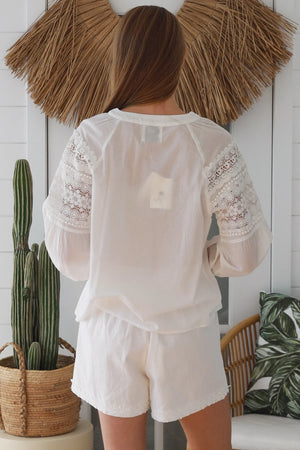 #Delilah Lace Embroidered Button Up Long Sleeve Top