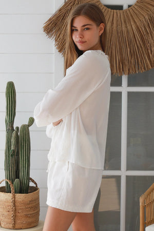 #Macey Ruffle Long Sleeve Top