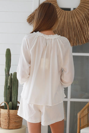 #Macey Ruffle Long Sleeve Top