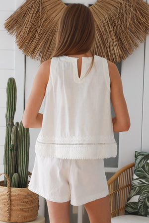 #Dante Floral Embroidery Trim Singlet