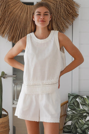 #Dante Floral Embroidery Trim Singlet