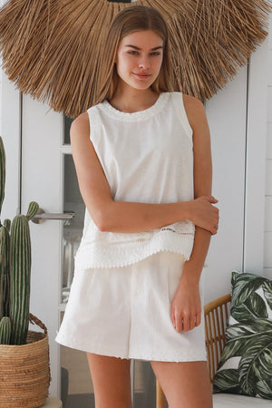 #Dante Floral Embroidery Trim Singlet