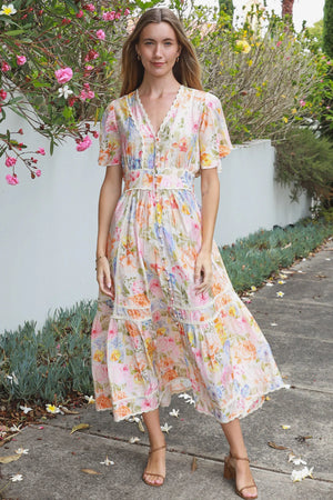 Leah Lace Trim Maxi Dress