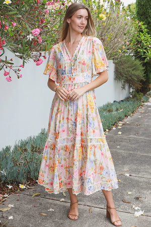 Leah Lace Trim Maxi Dress