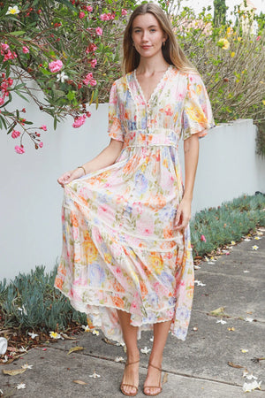 Leah Lace Trim Maxi Dress