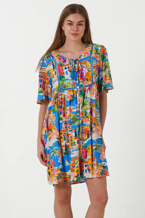 Vibrant Mykonos Mini Dress