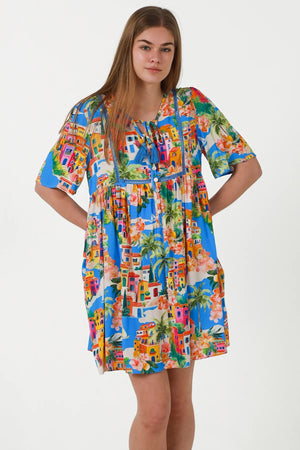 Vibrant Mykonos Mini Dress