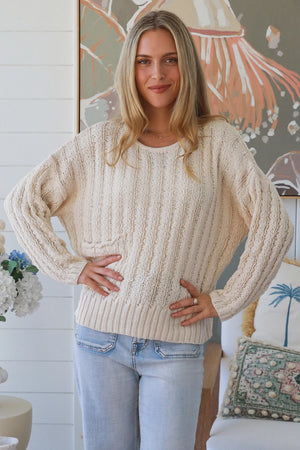 #Round Neck knit Jumper With Front Pocket